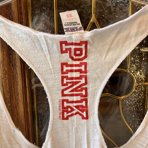 Victorias Secret PINK CHICAGO CUBS Tank Top 5th Ocean LOVE PINK Sz XS White - Picture 5 of 7